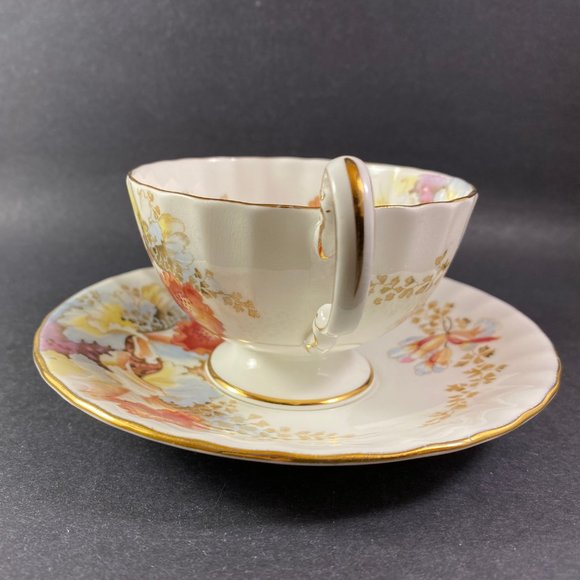 RARE !! Aynsley Bone china wide mouth yellow & brown floral # 2444 - Picture 8 of 9